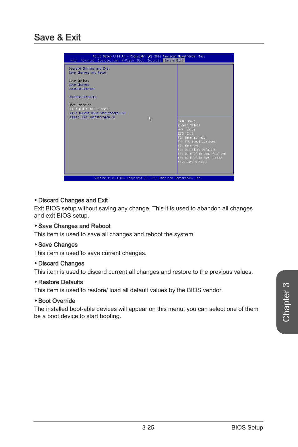 Save & exit, Save & exit -25, Chapter 3 | MSI CSM-Q87M-E43 User Manual | Page 79 / 104