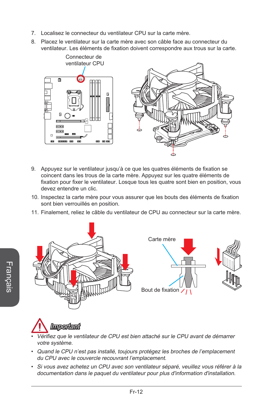 Français, Important | MSI B85M-G43 User Manual | Page 100 / 178