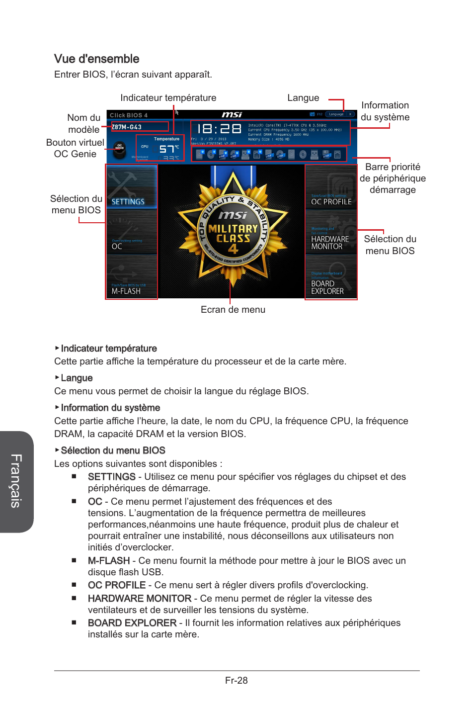 Français, Vue d'ensemble | MSI B85M-G43 User Manual | Page 116 / 178