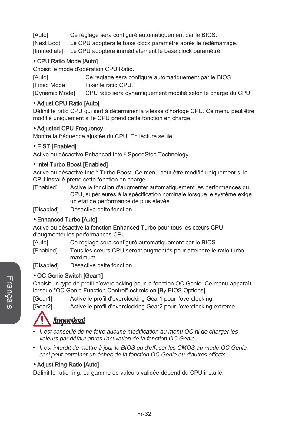 Français, Important | MSI B85M-G43 User Manual | Page 120 / 178