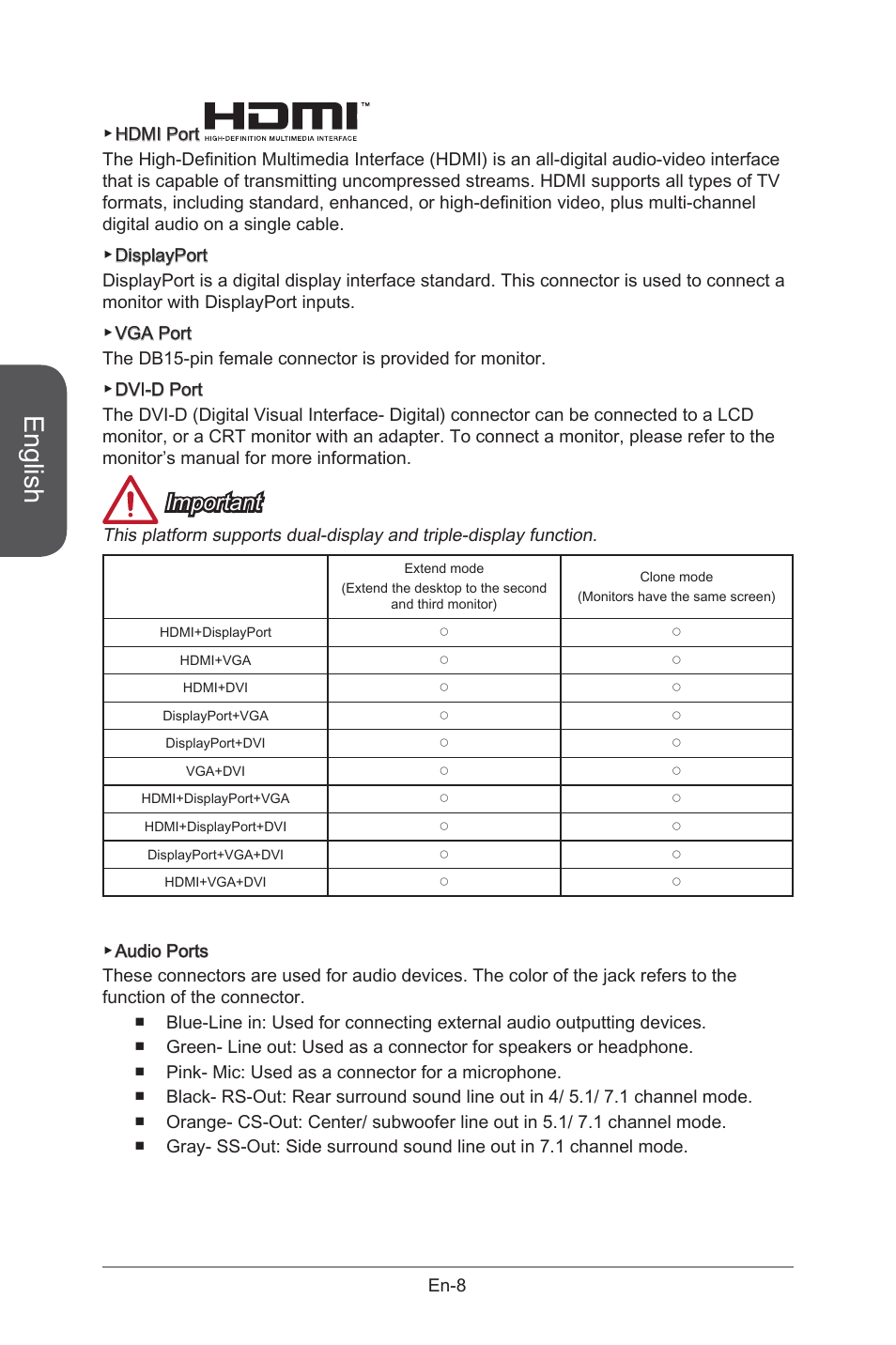 English, Important | MSI B85M-G43 User Manual | Page 20 / 178