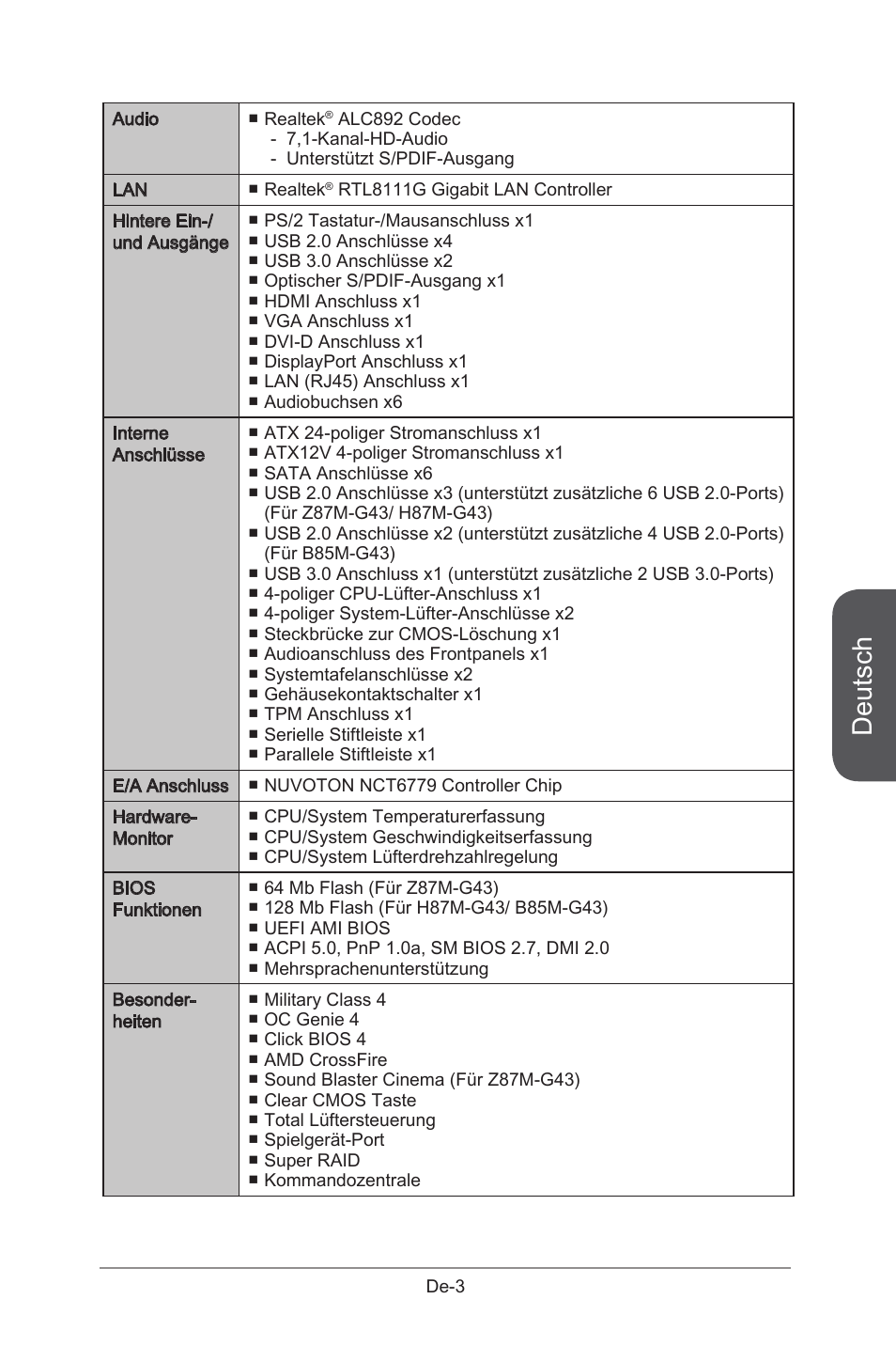 Deutsch | MSI B85M-G43 User Manual | Page 53 / 178