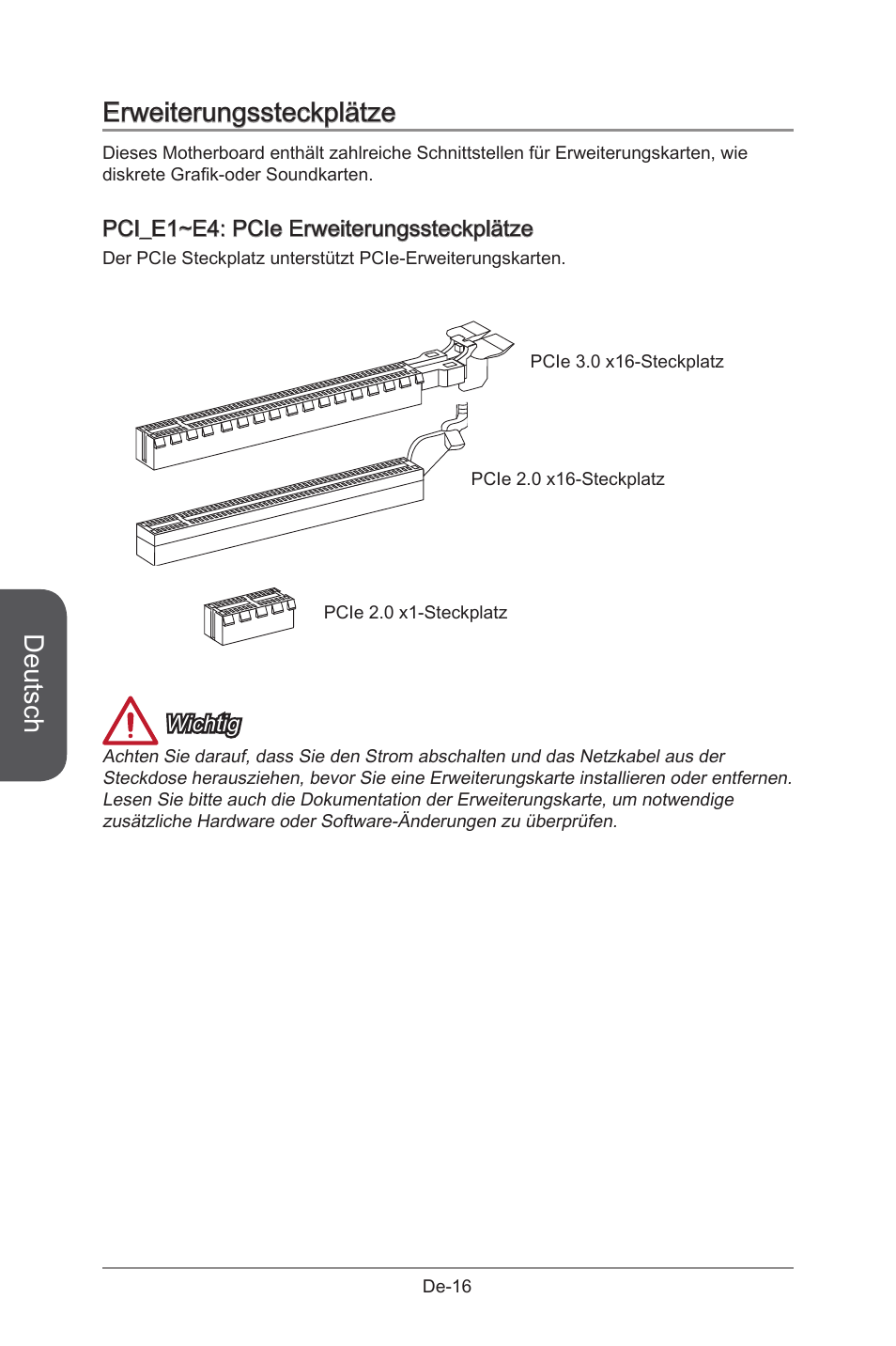 Deutsch, Erweiterungssteckplätze | MSI B85M-G43 User Manual | Page 66 / 178