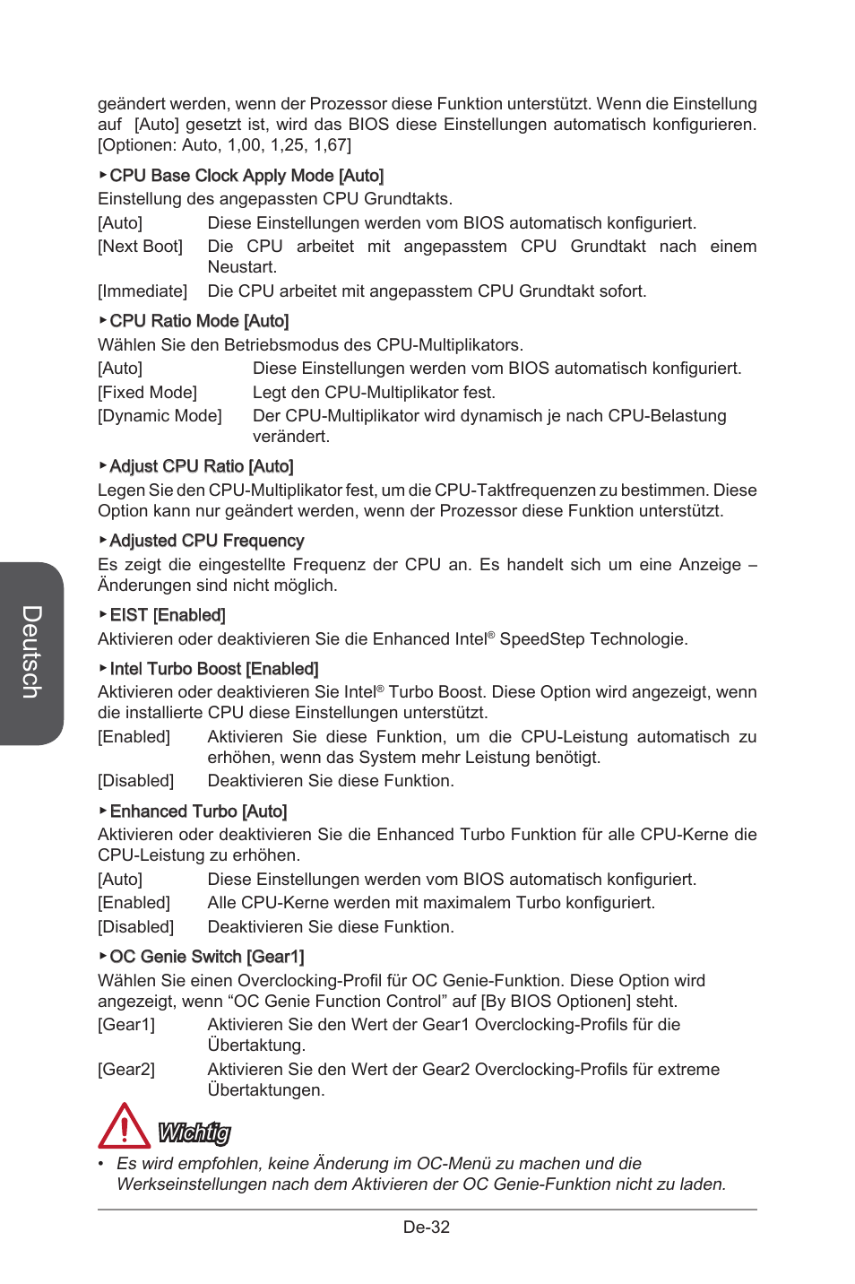 Deutsch, Wichtig | MSI B85M-G43 User Manual | Page 82 / 178