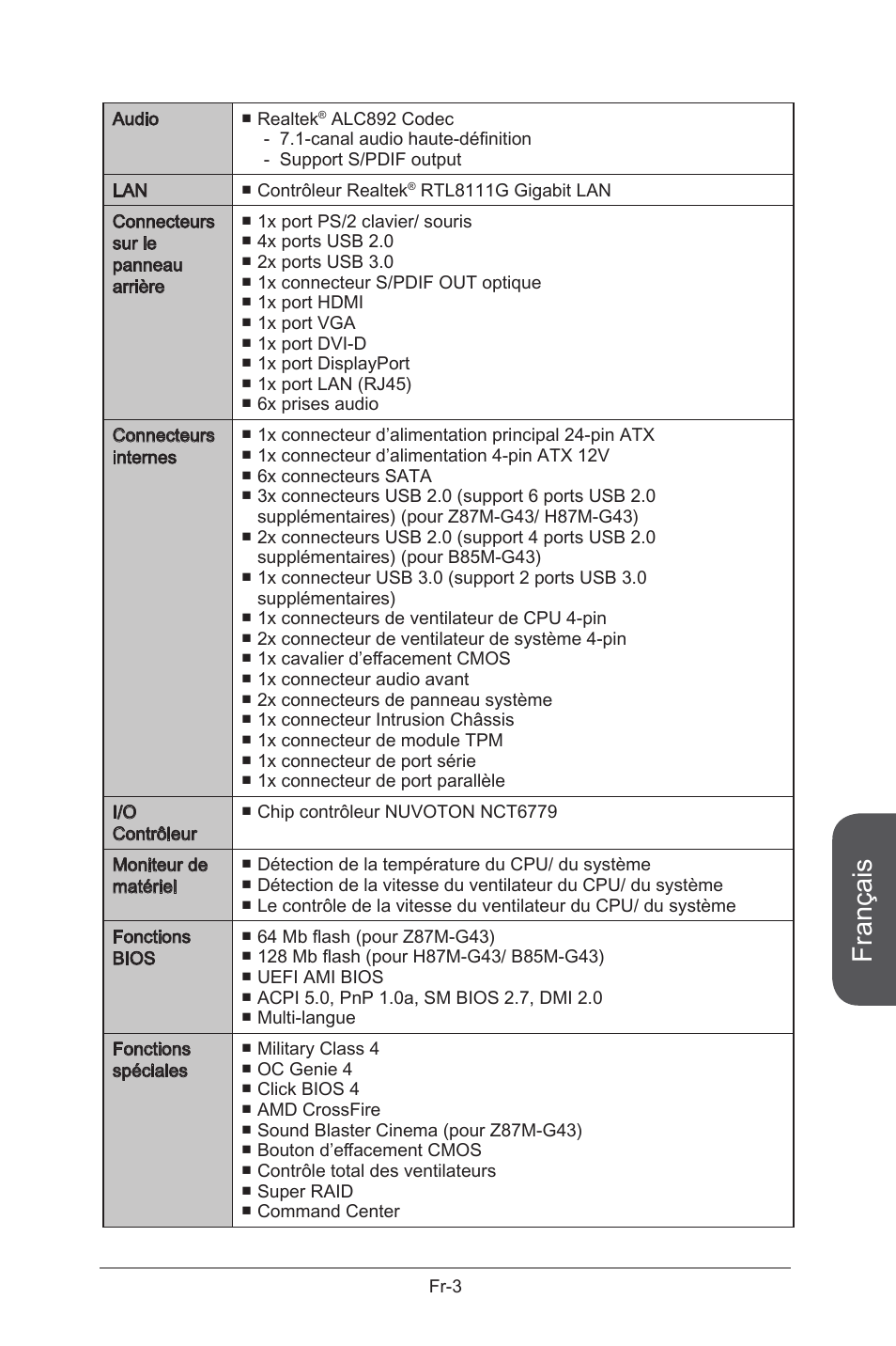 Français | MSI B85M-G43 User Manual | Page 91 / 178