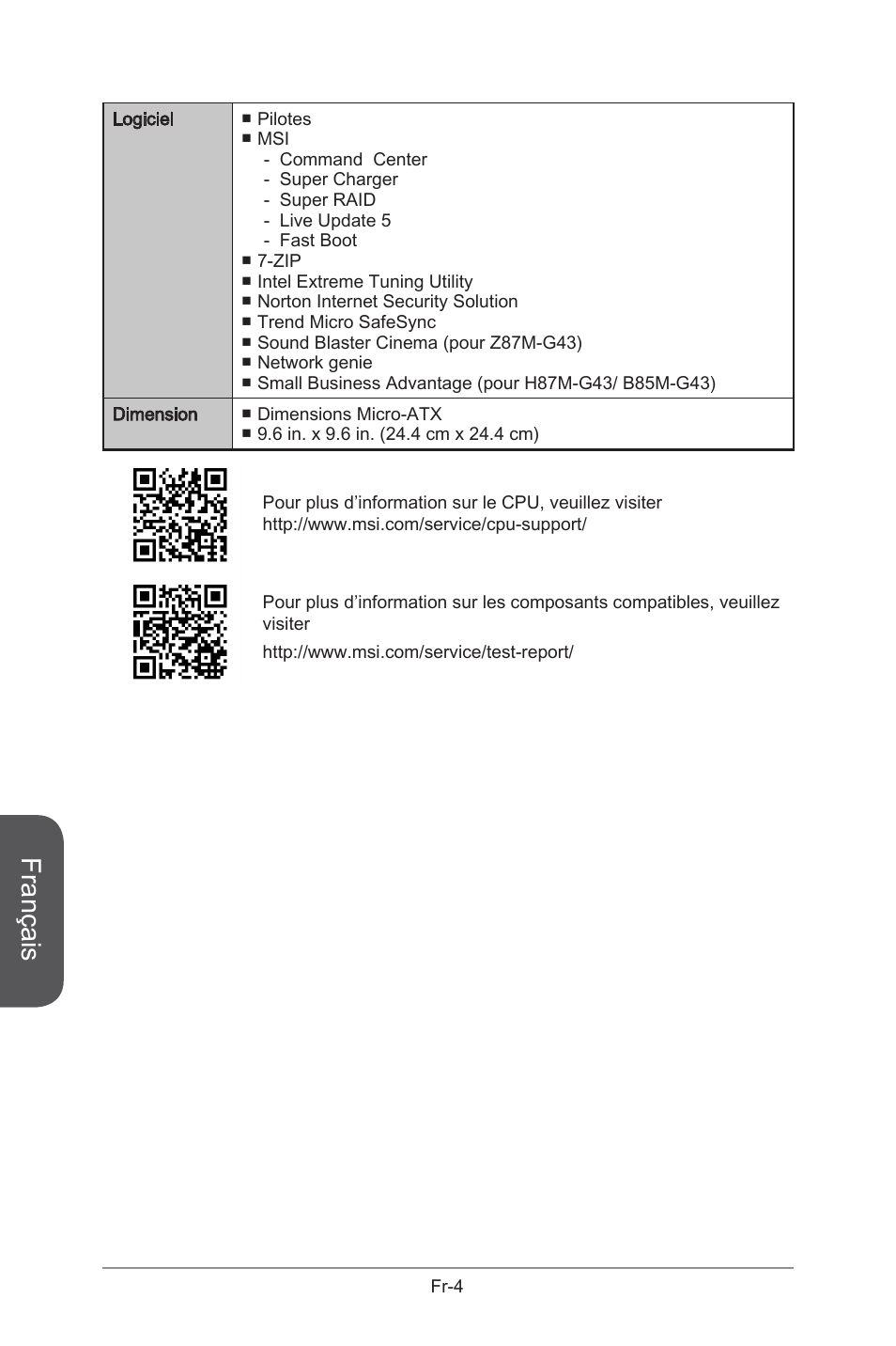 Français | MSI B85M-G43 User Manual | Page 92 / 178