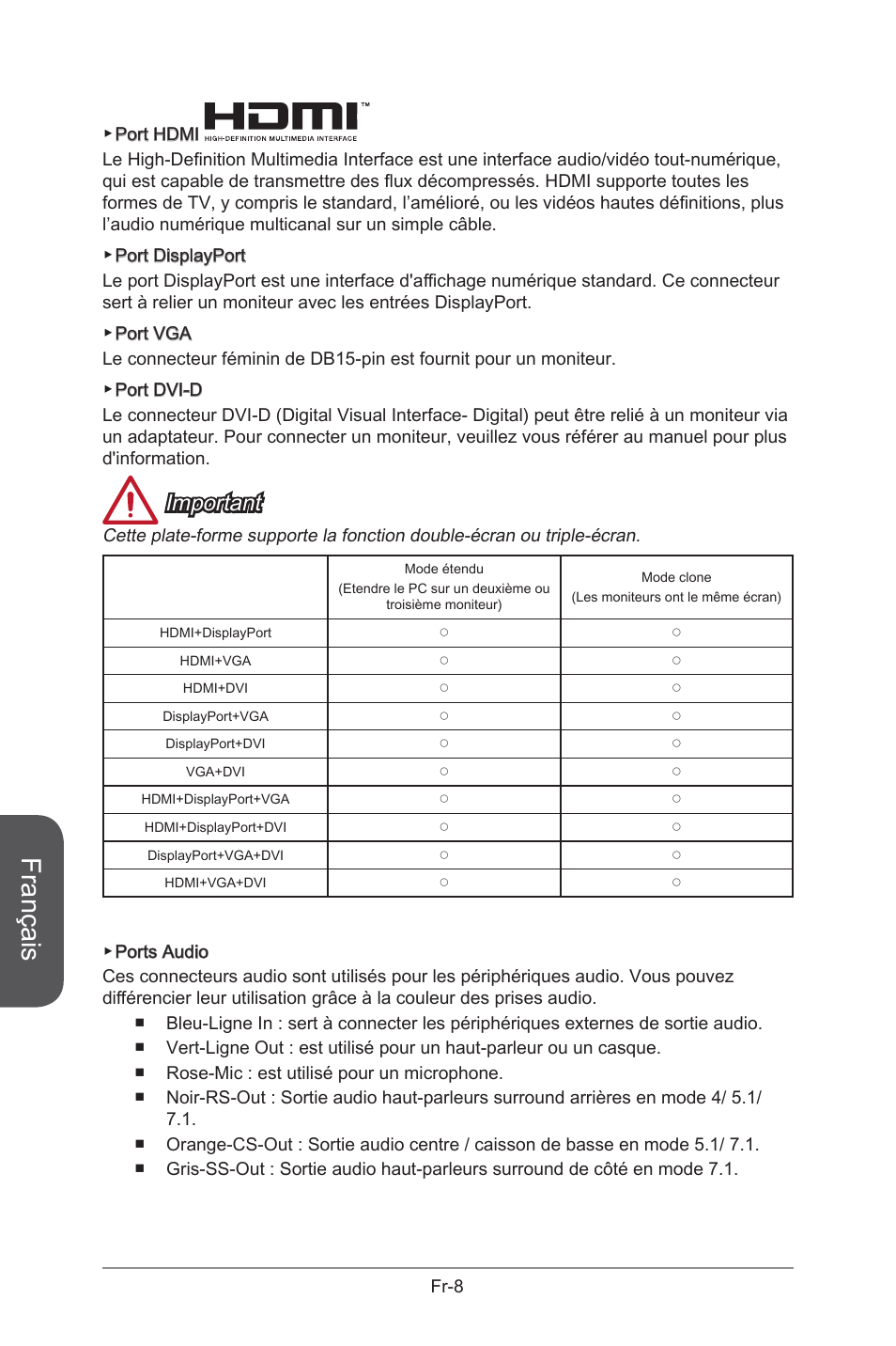 Français, Important | MSI B85M-G43 User Manual | Page 96 / 178