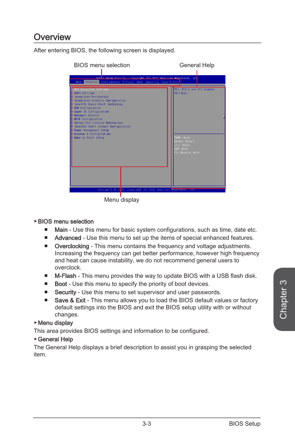 Overview -3, Chapter 3, Overview | MSI B85M-E43 DASH User Manual | Page 57 / 90