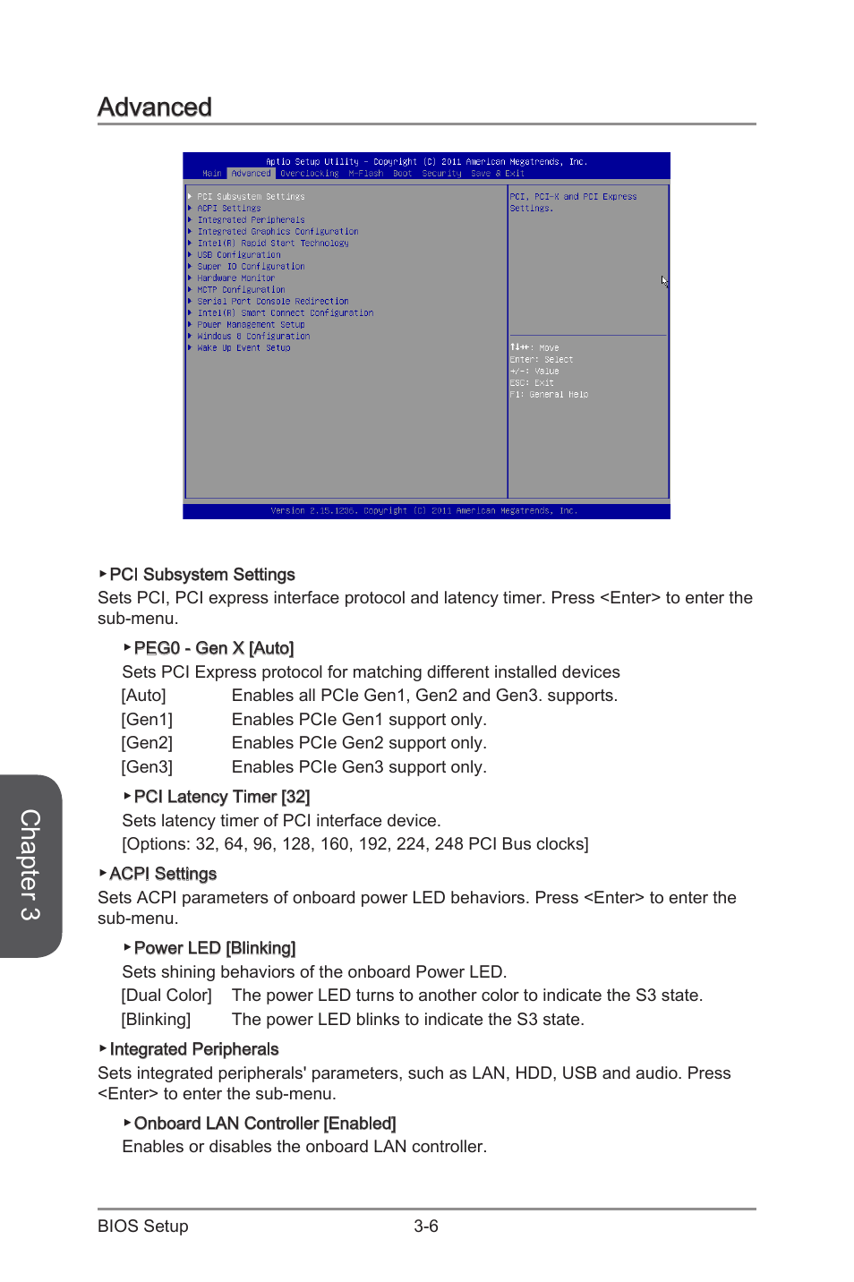 Advanced -6, Chapter 3, Advanced | MSI B85M-E43 DASH User Manual | Page 60 / 90