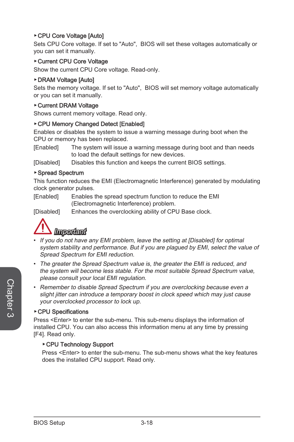 Chapter 3, Important | MSI B85M-E43 DASH User Manual | Page 72 / 90