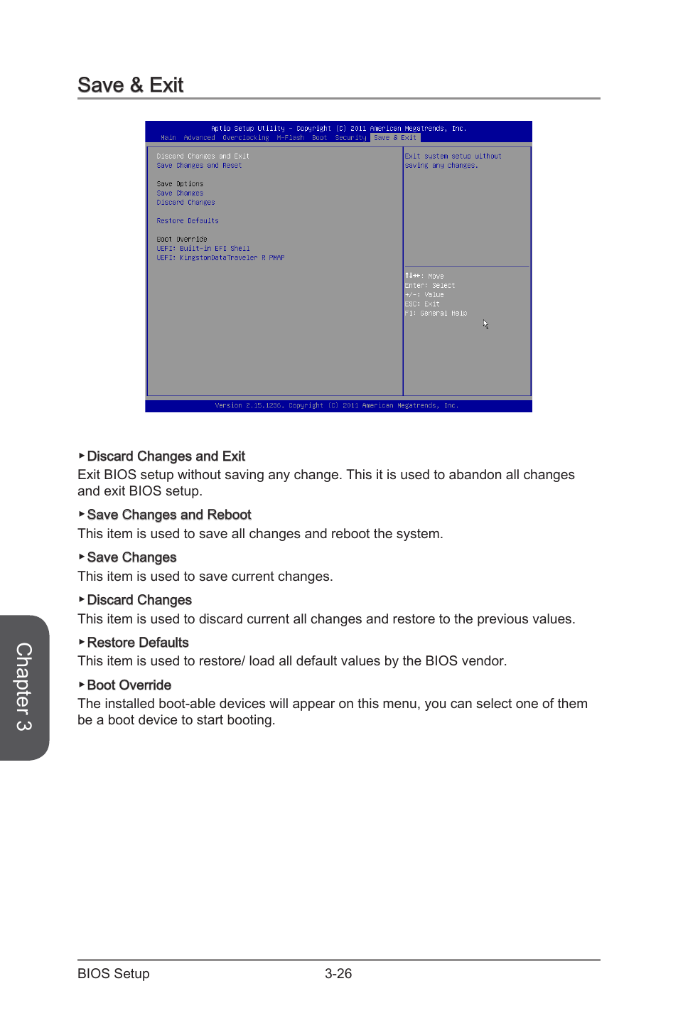 Save & exit -26, Chapter 3, Save & exit | MSI B85M-E43 DASH User Manual | Page 80 / 90