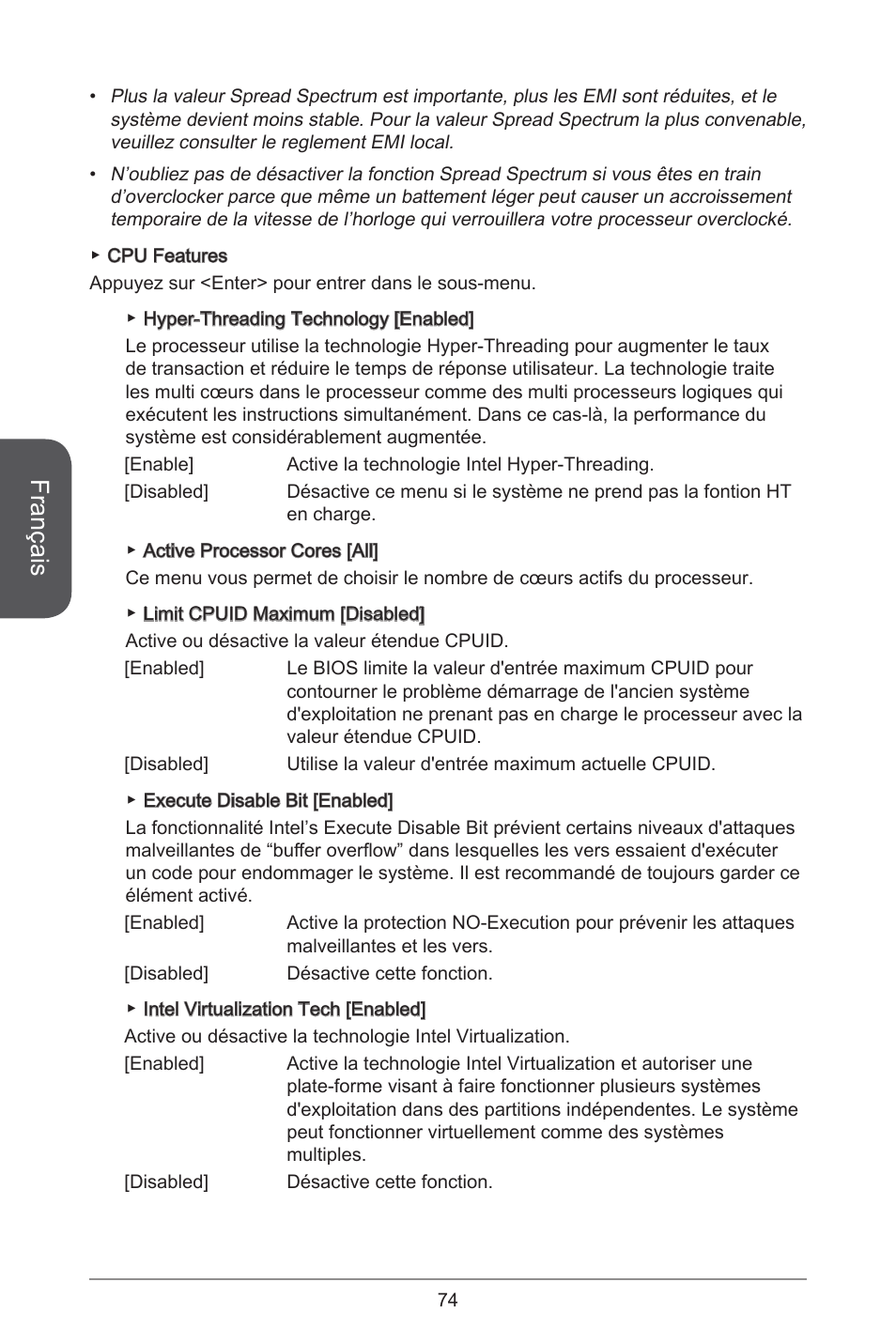 Français | MSI CSM-B85M-P32 User Manual | Page 74 / 186