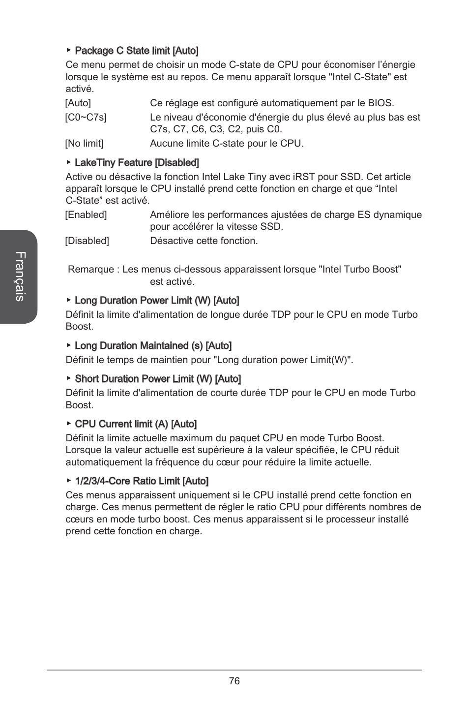 Français | MSI CSM-B85M-P32 User Manual | Page 76 / 186