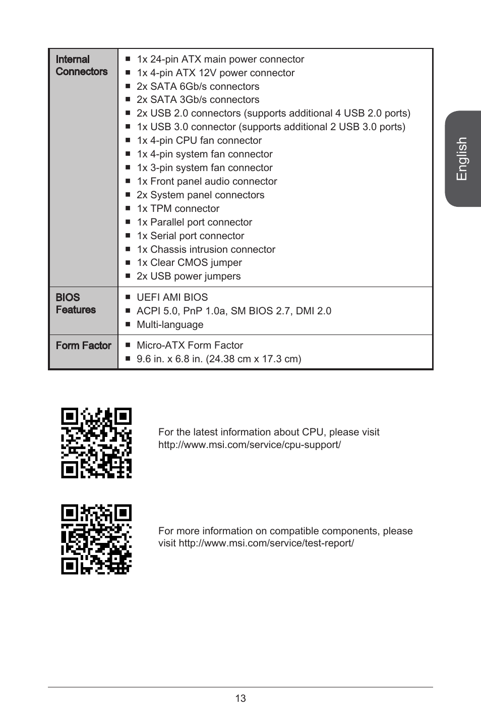 English | MSI H81M-E35 V2 User Manual | Page 13 / 186