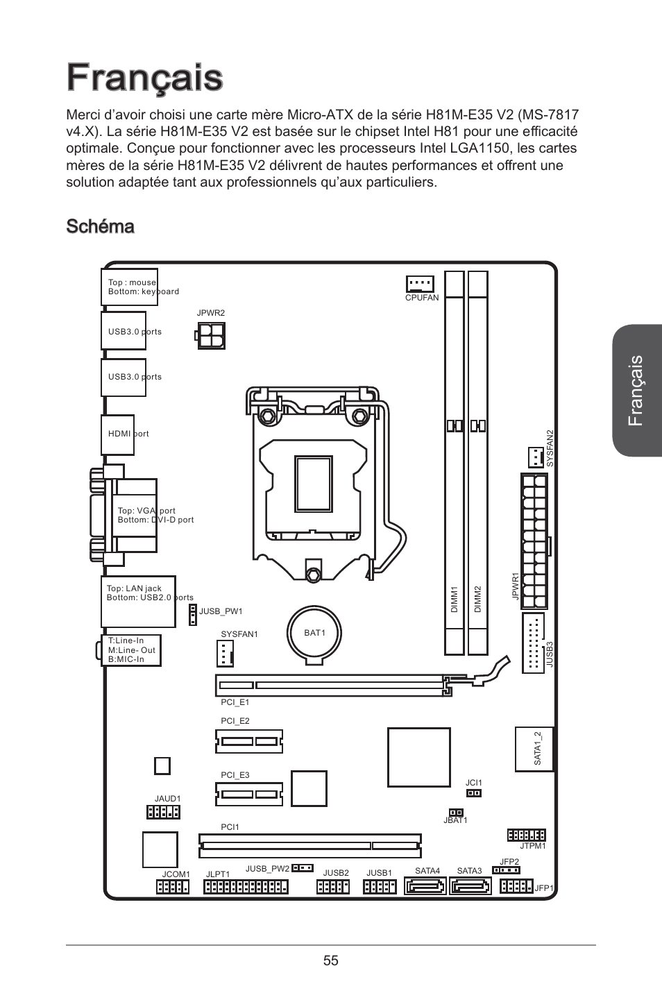 Français, Schéma | MSI H81M-E35 V2 User Manual | Page 55 / 186