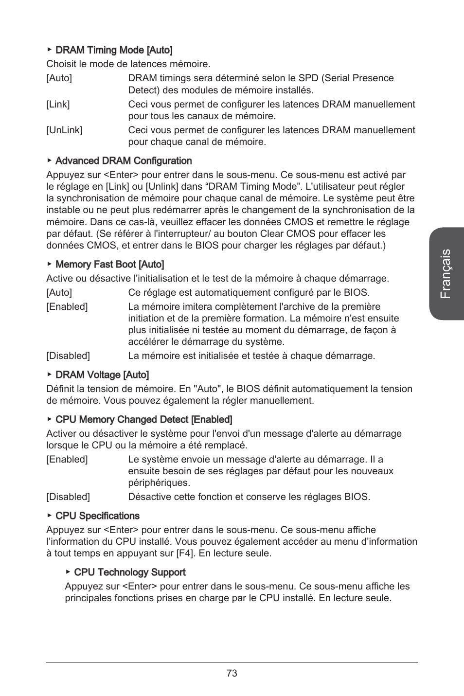 Français | MSI H81M-E35 V2 User Manual | Page 73 / 186