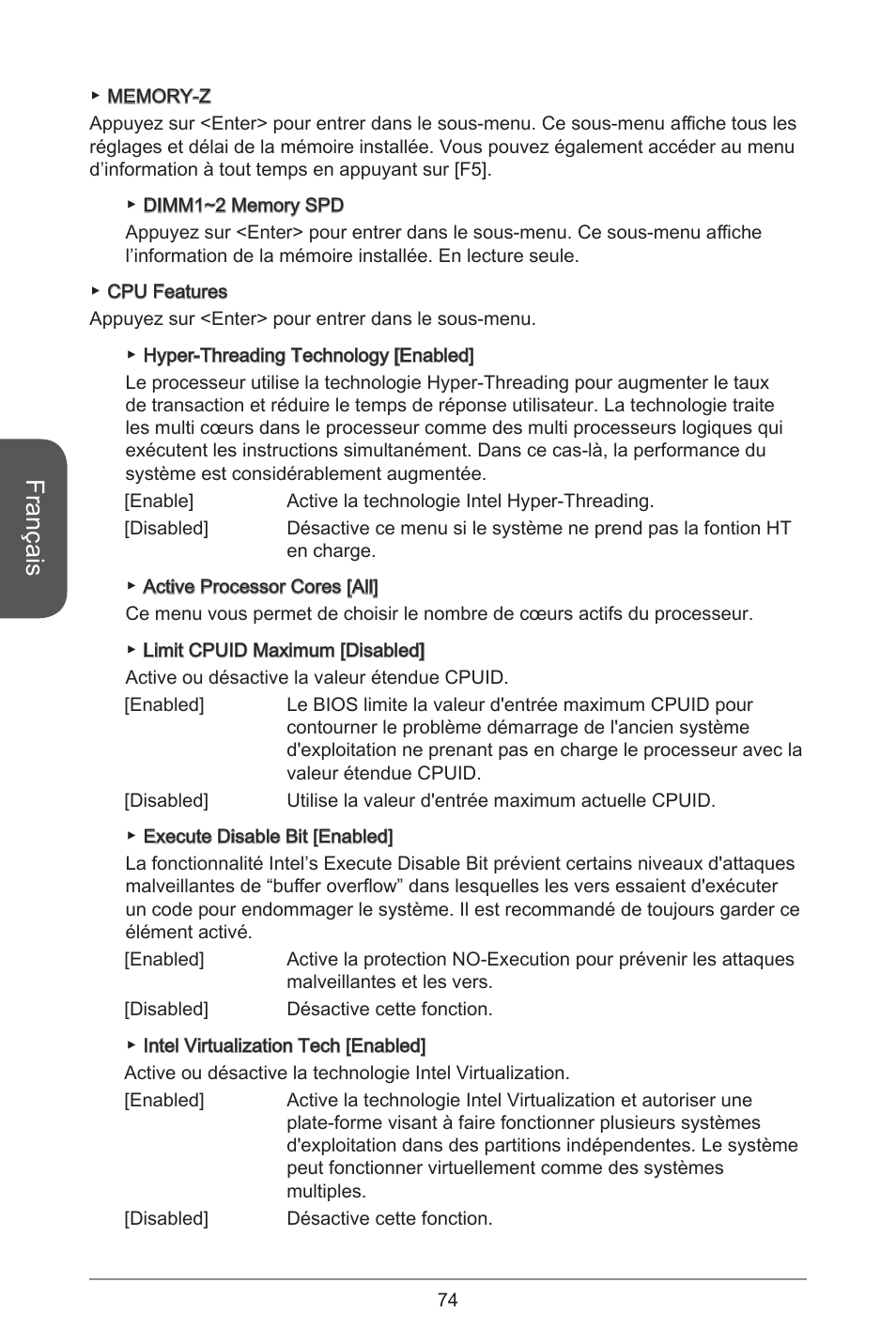 Français | MSI H81M-E35 V2 User Manual | Page 74 / 186