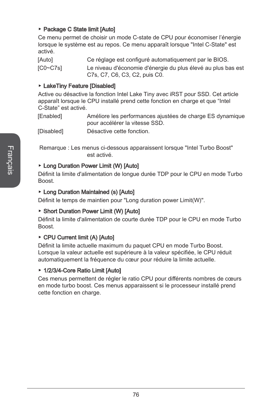 Français | MSI H81M-E35 V2 User Manual | Page 76 / 186