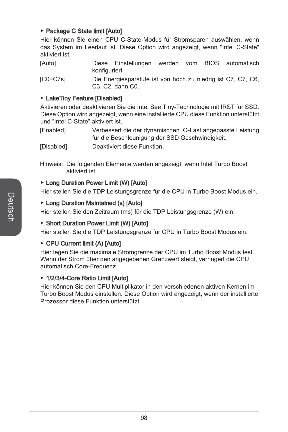 Deutsch | MSI H81M-E35 V2 User Manual | Page 98 / 186