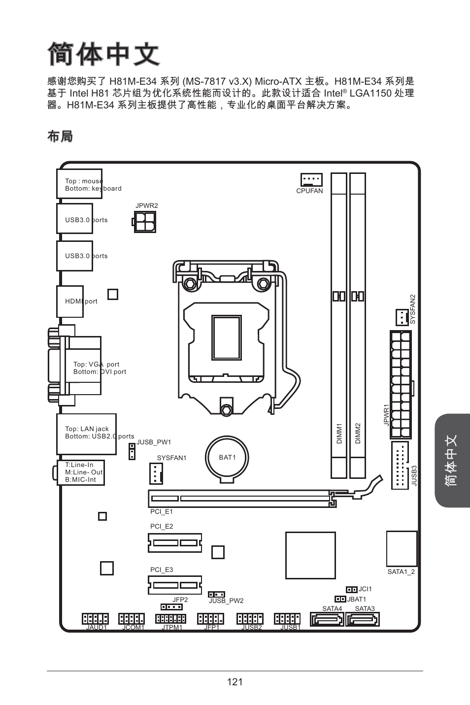 简体中文 | MSI H81M-E34 User Manual | Page 121 / 182