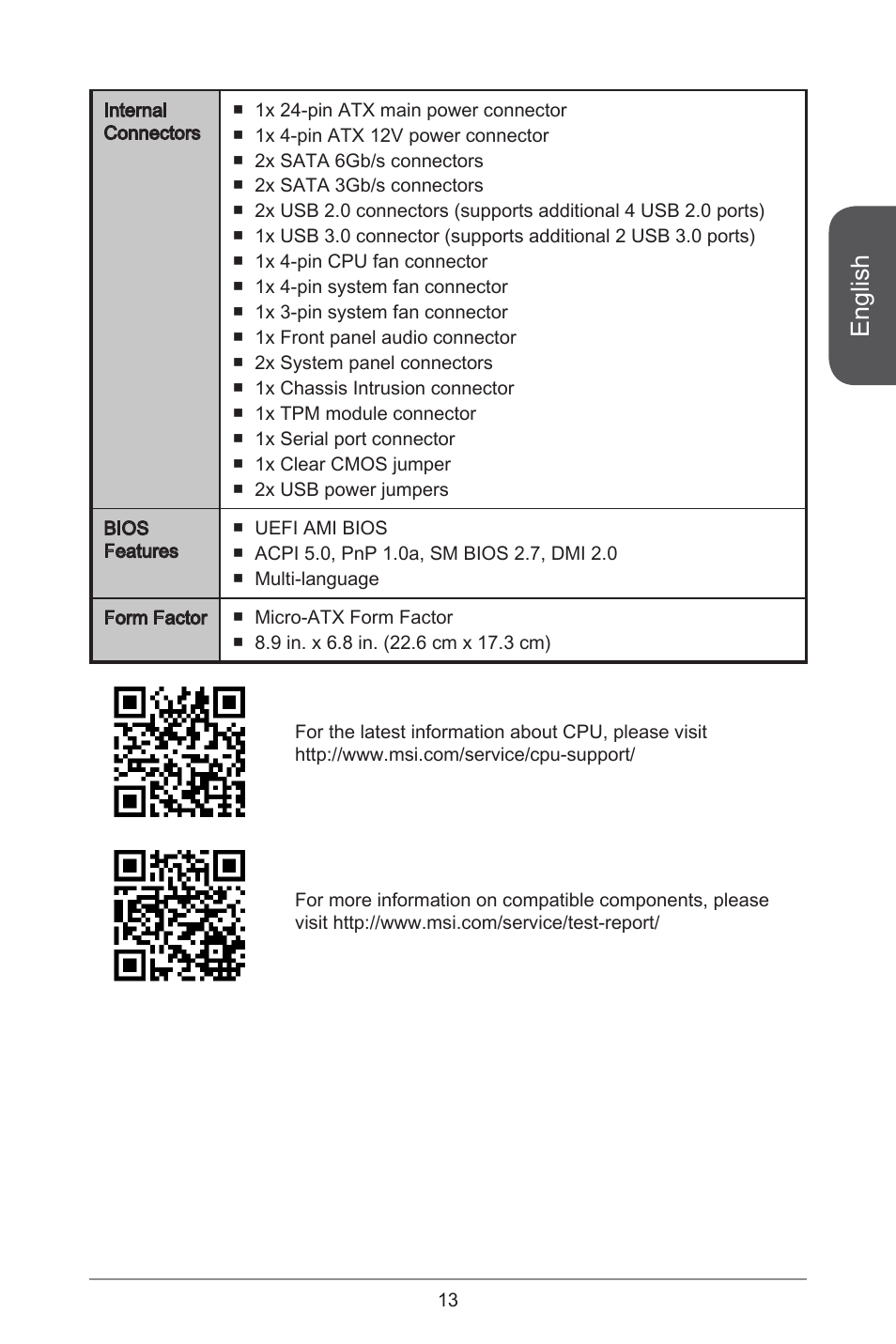 English | MSI H81M-E34 User Manual | Page 13 / 182