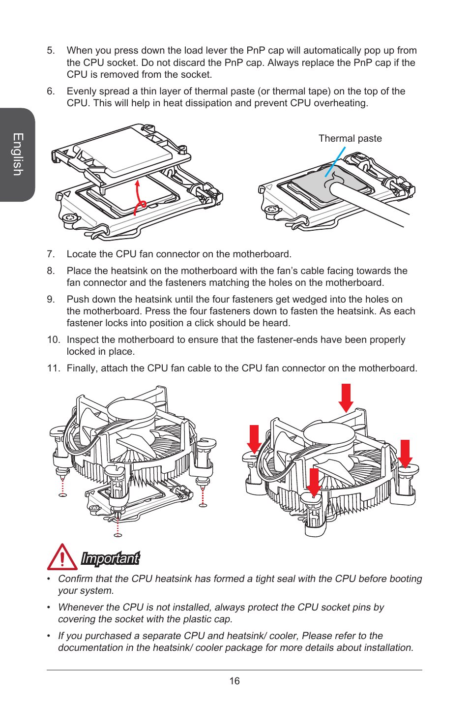 English, Important | MSI H81M-E34 User Manual | Page 16 / 182