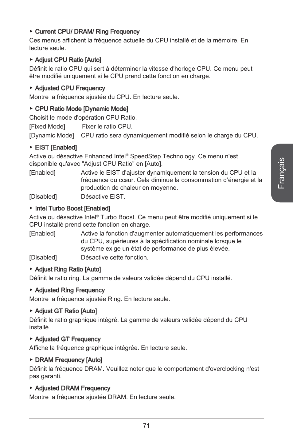 Français | MSI H81M-E34 User Manual | Page 71 / 182