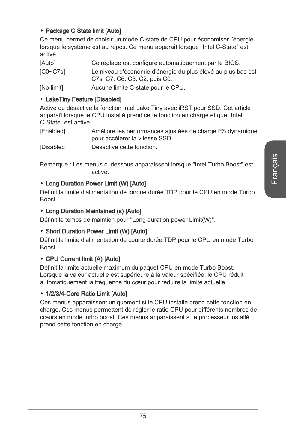 Français | MSI H81M-E34 User Manual | Page 75 / 182