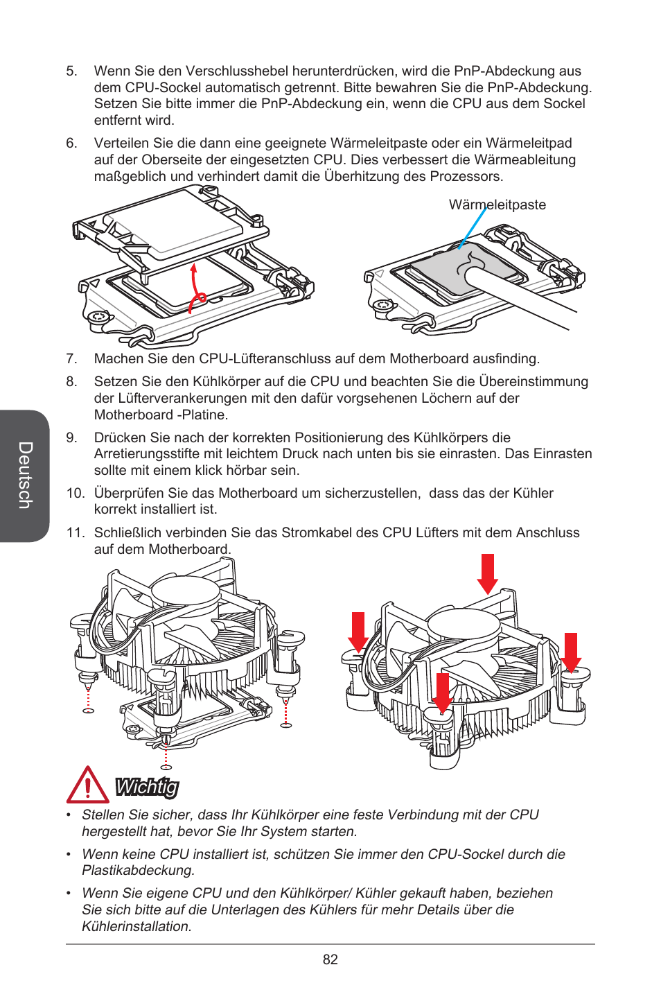 Deutsch, Wichtig | MSI H81M-E34 User Manual | Page 82 / 182