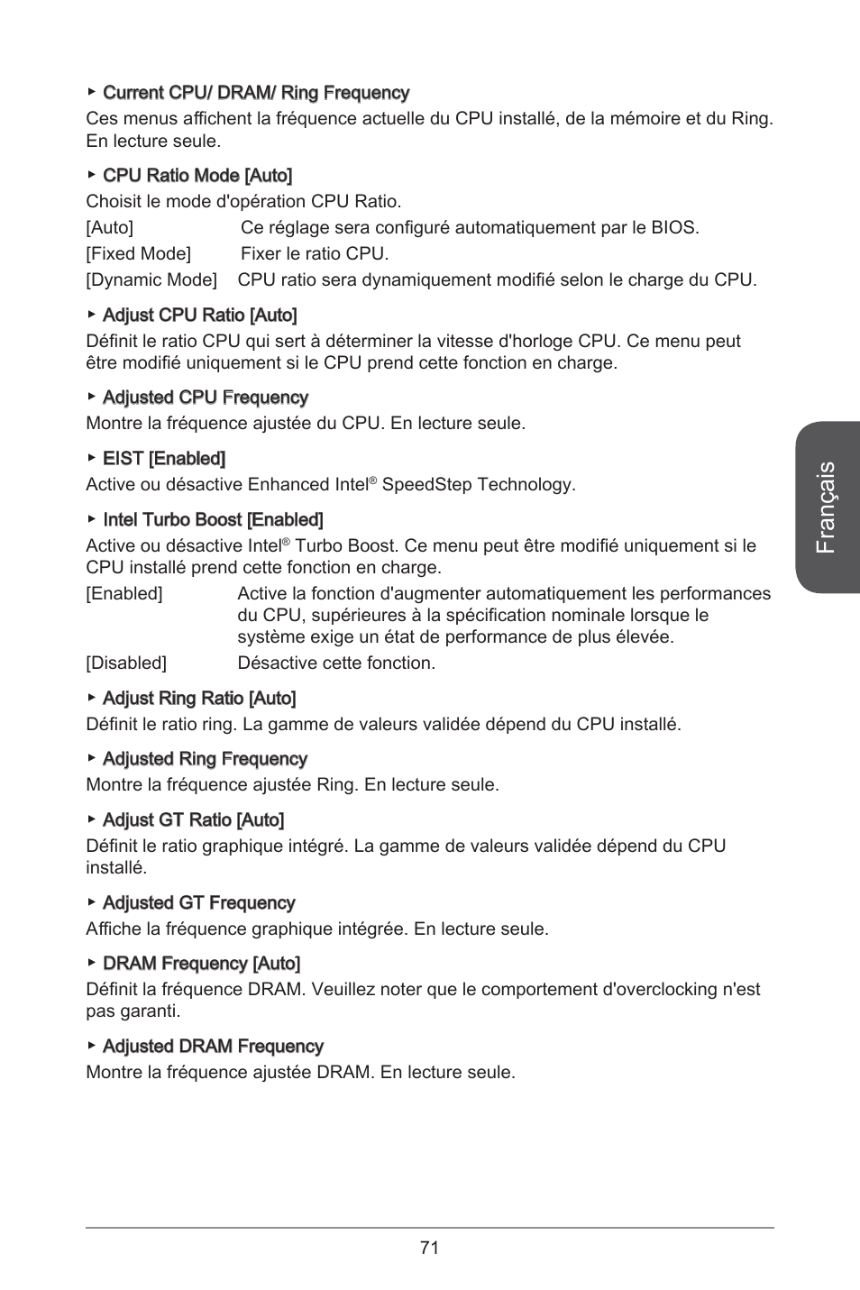 Français | MSI H81M-E33 V2 User Manual | Page 71 / 182