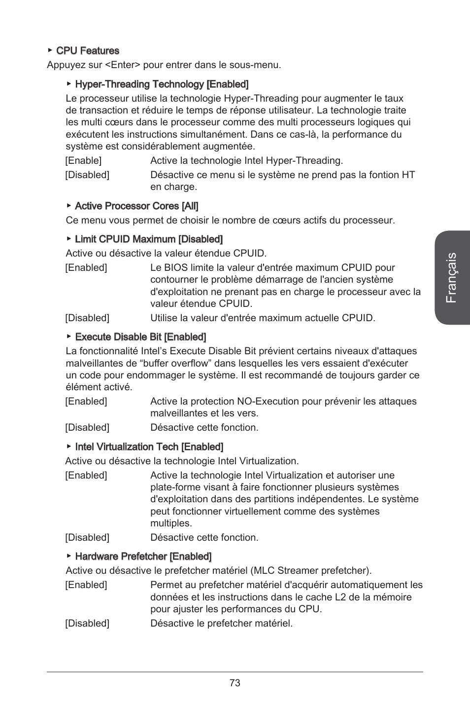 Français | MSI H81M-E33 V2 User Manual | Page 73 / 182
