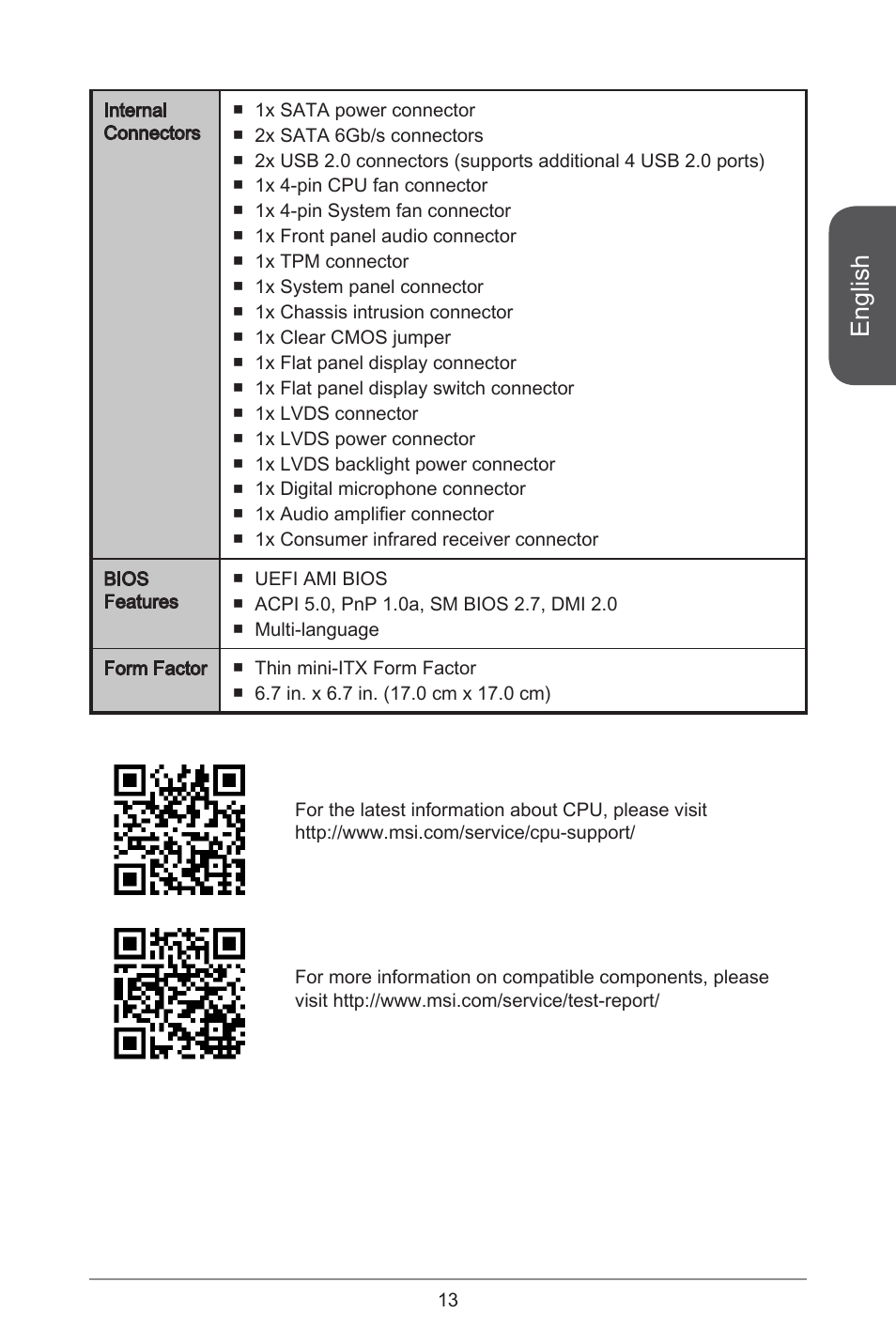 English | MSI H81TI User Manual | Page 13 / 186