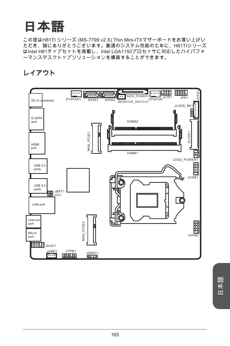 レイアウト | MSI H81TI User Manual | Page 165 / 186