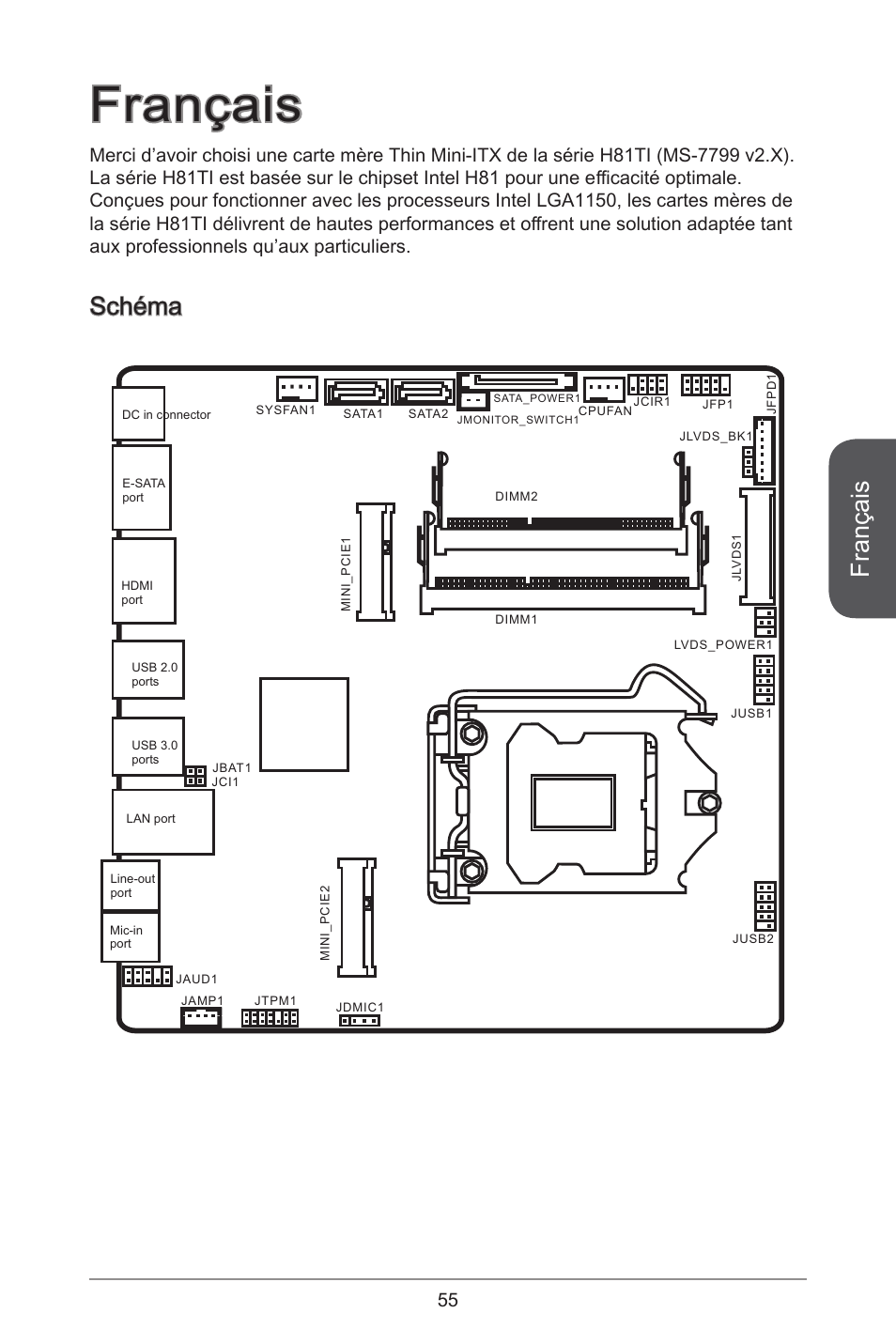 Français, Schéma | MSI H81TI User Manual | Page 55 / 186