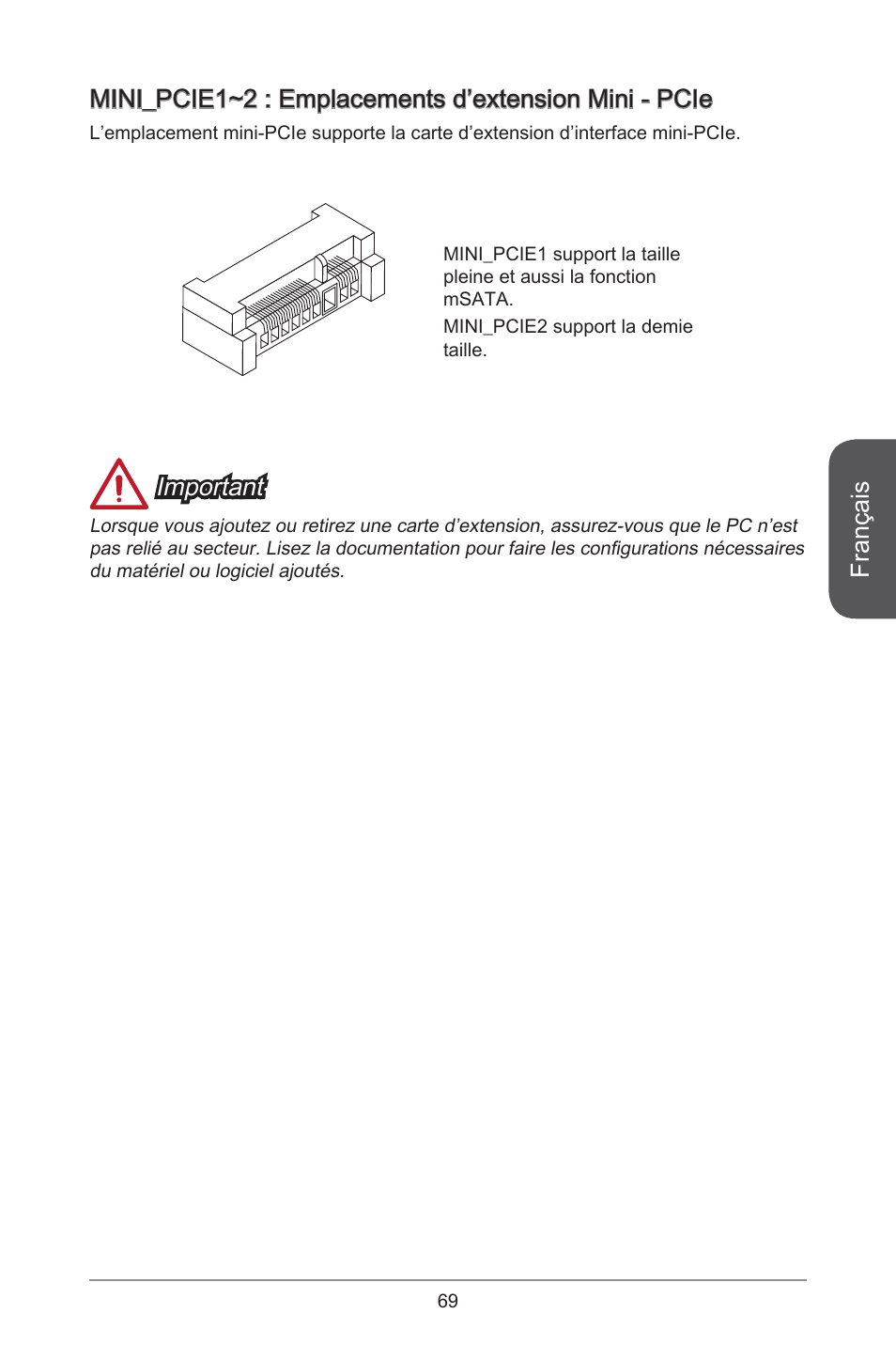 Français, Important | MSI H81TI User Manual | Page 69 / 186