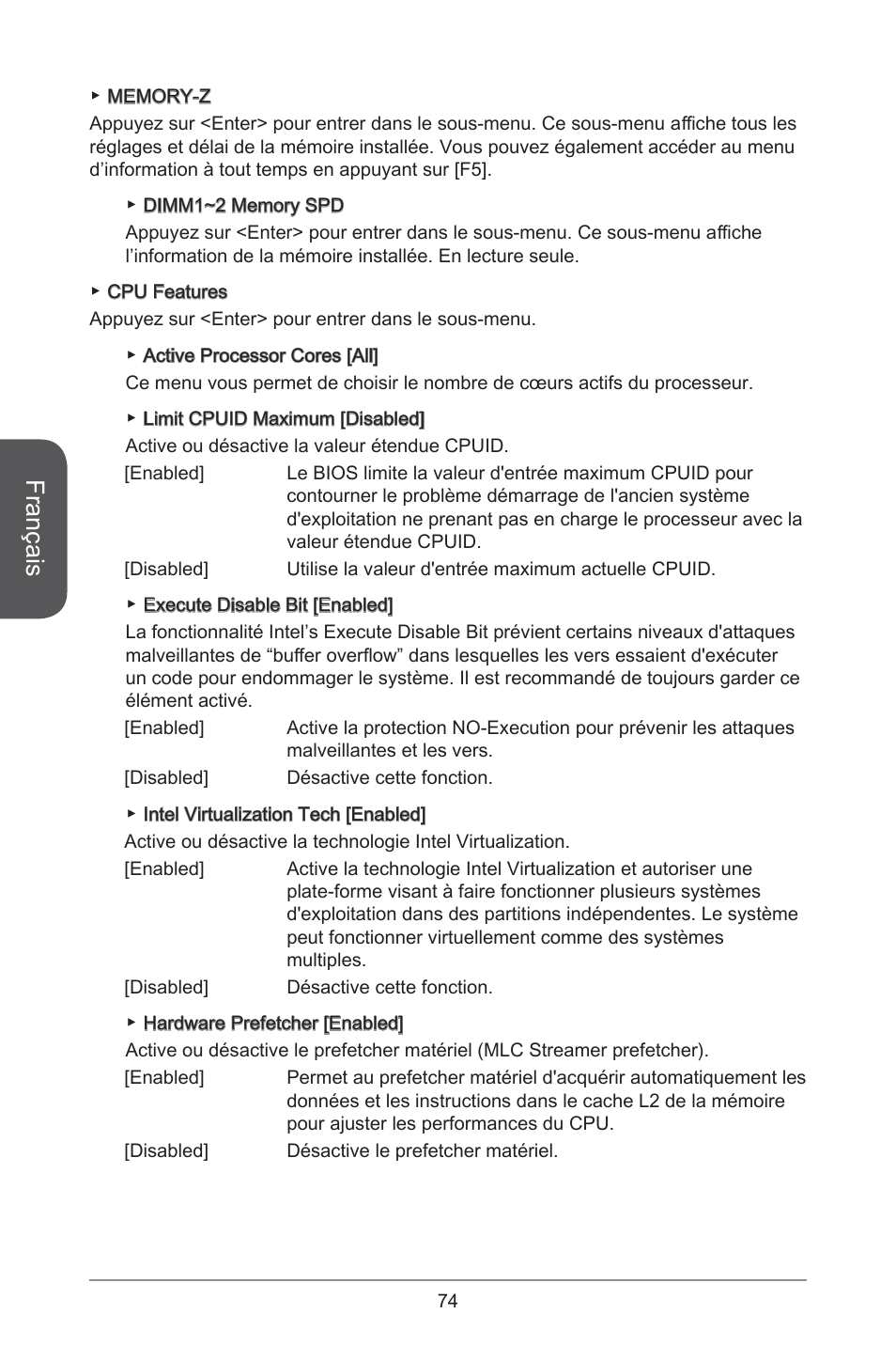 Français | MSI H81TI User Manual | Page 74 / 186