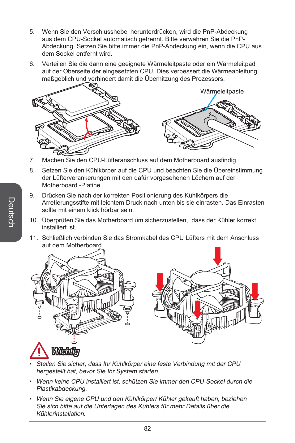 Deutsch, Wichtig | MSI H81TI User Manual | Page 82 / 186