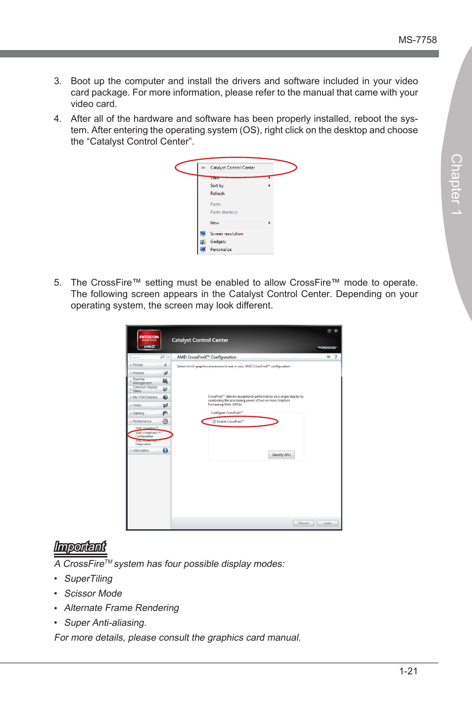 Chapter 1, Important | MSI ZH77A-G43 User Manual | Page 31 / 82