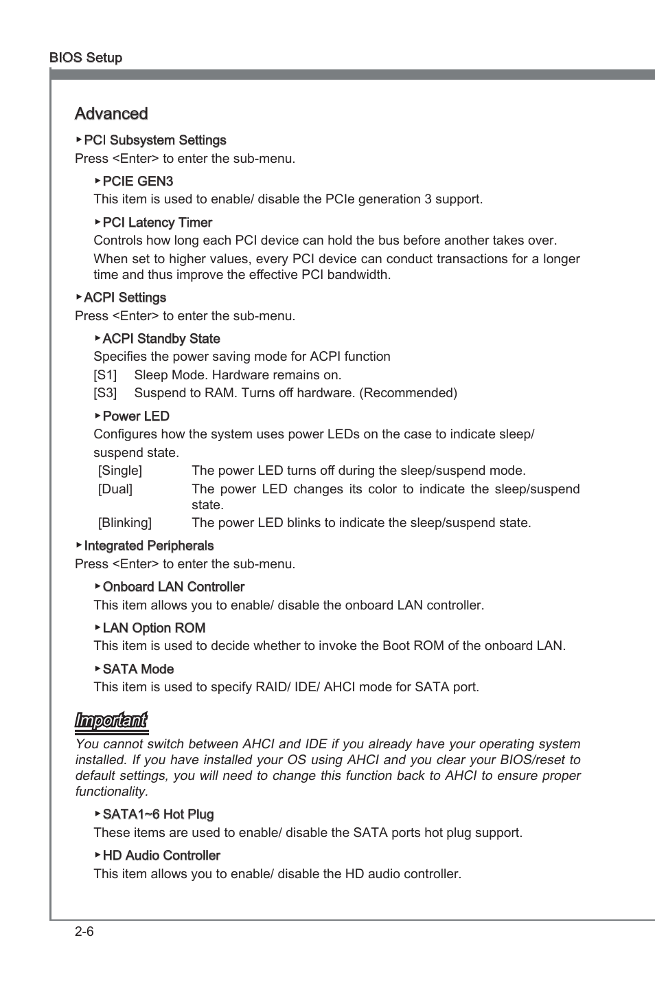 Advanced, Important | MSI ZH77A-G43 User Manual | Page 46 / 82