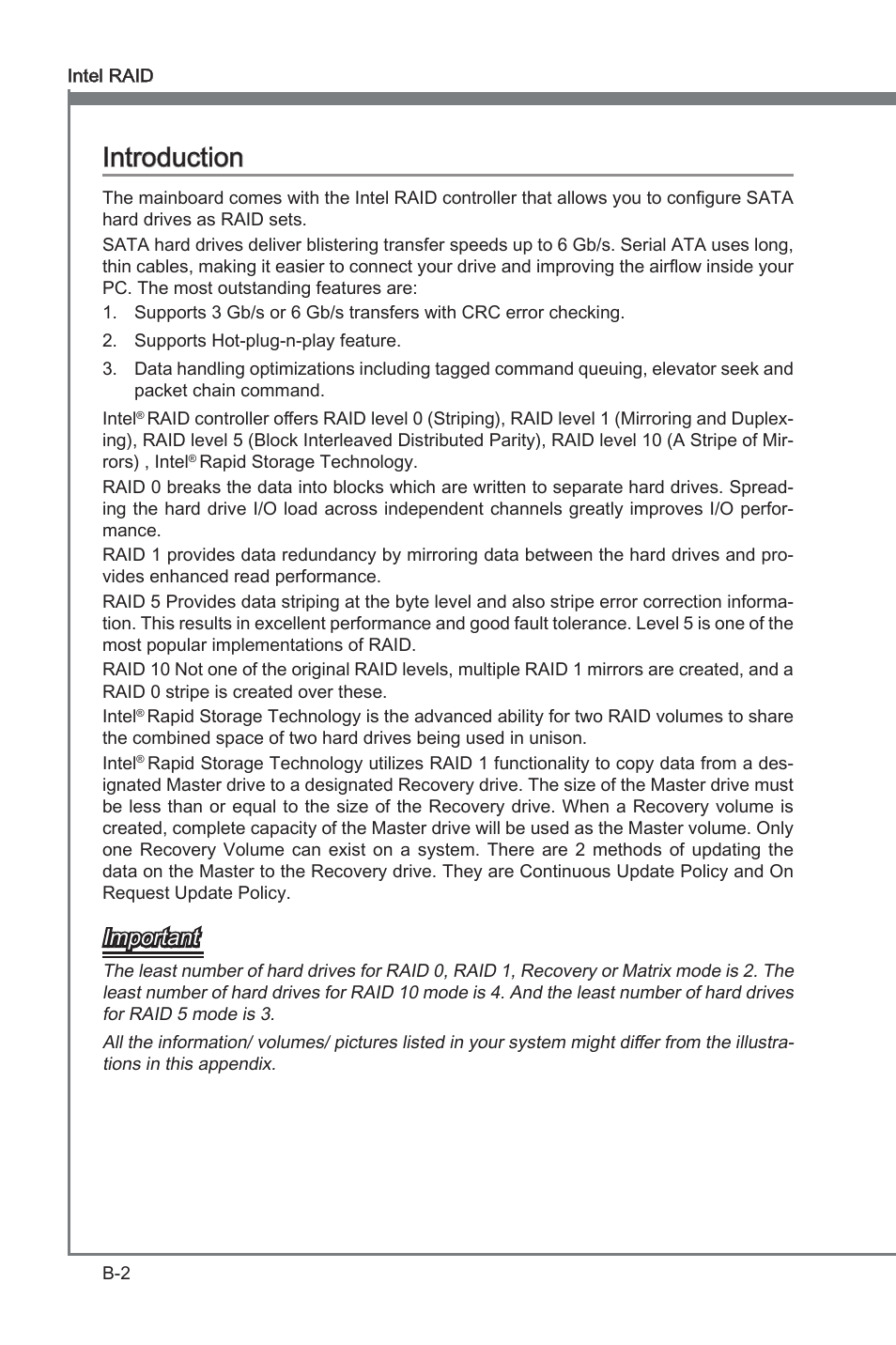 Introduction, Introducton, Important | MSI ZH77A-G43 User Manual | Page 68 / 82