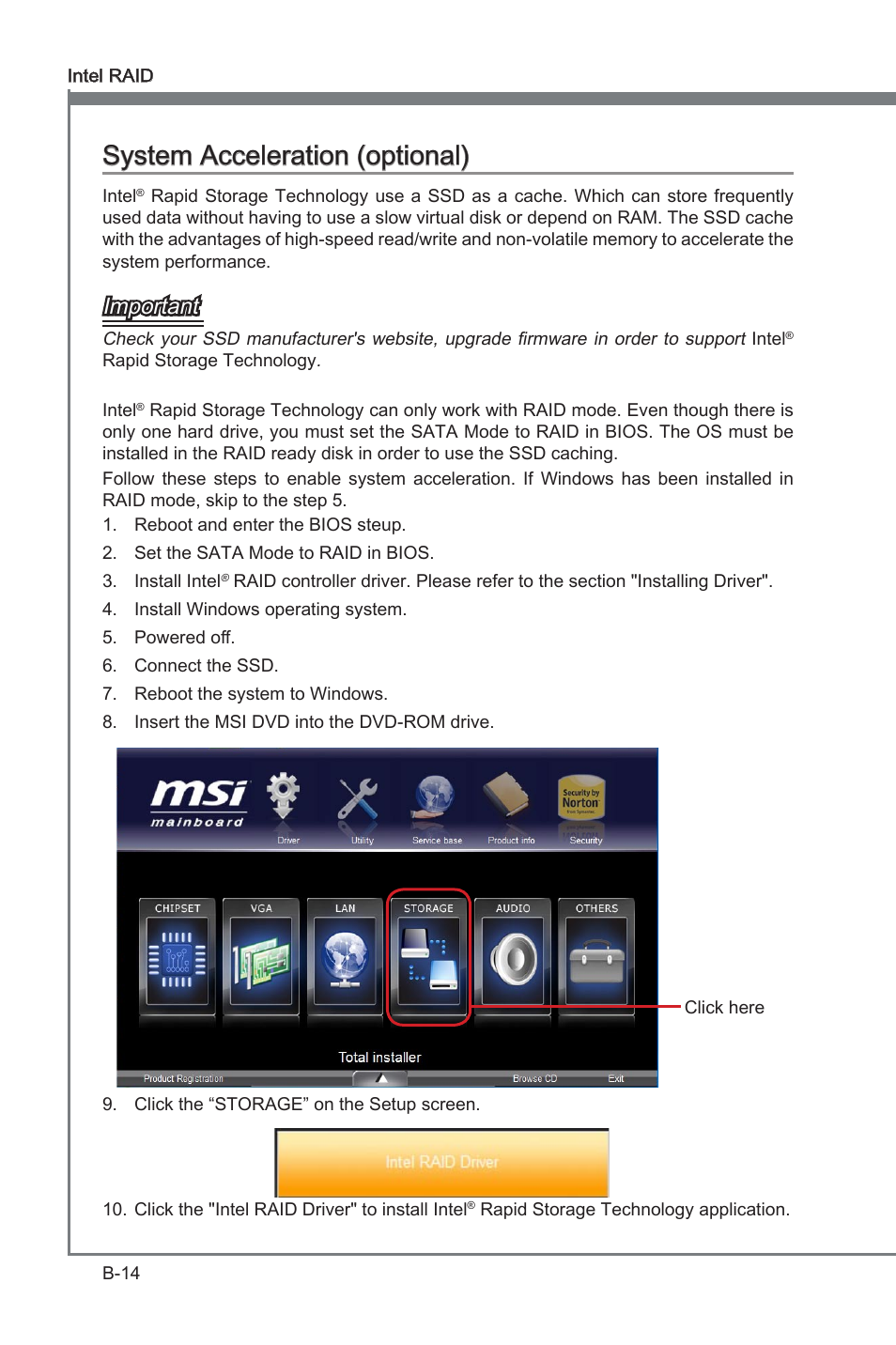 System acceleration (optional), System acceleraton (optonal), Important | MSI ZH77A-G43 User Manual | Page 80 / 82