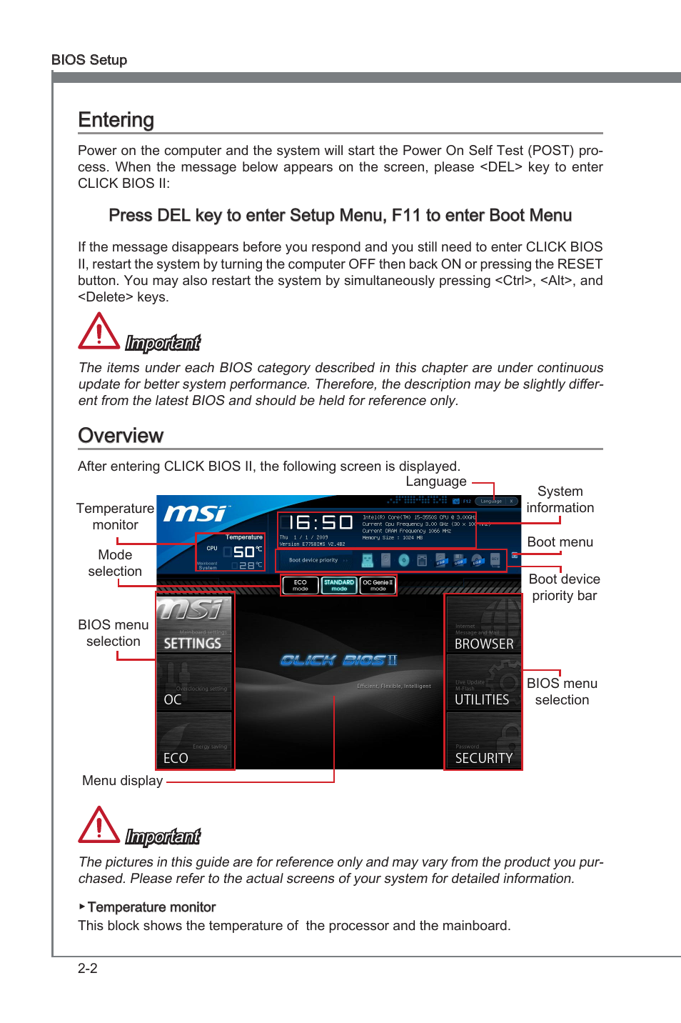 Enterng -2 overvew -2, Enterng, Overvew | Important | MSI Z77A-G41 User Manual | Page 42 / 92