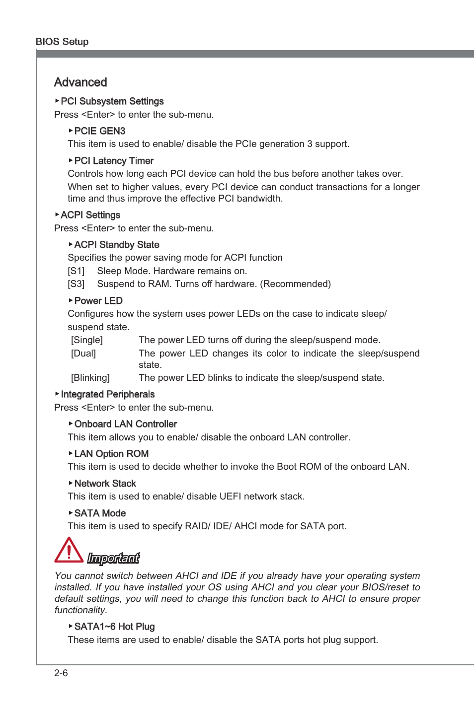 Advanced, Important | MSI Z77A-G41 User Manual | Page 46 / 92