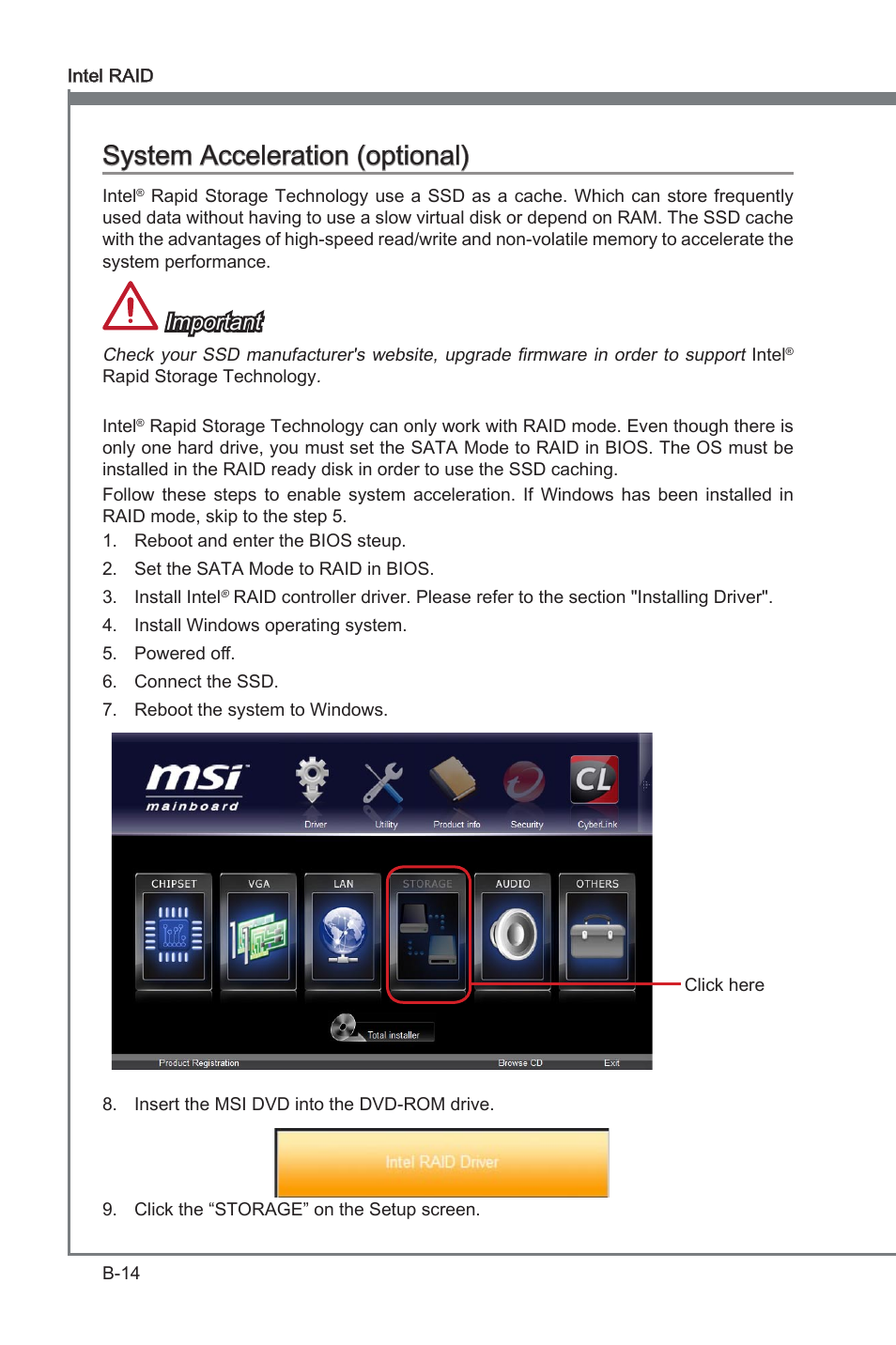 System acceleraton (optonal), Important | MSI Z77A-G41 User Manual | Page 82 / 92