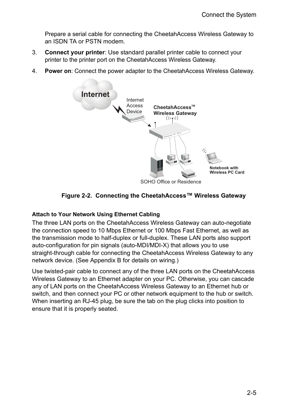 Attach to your network using ethernet cabling, Internet | Accton Technology CheetahAccess Wireless Gateway AC-IG2004W User Manual | Page 17 / 74