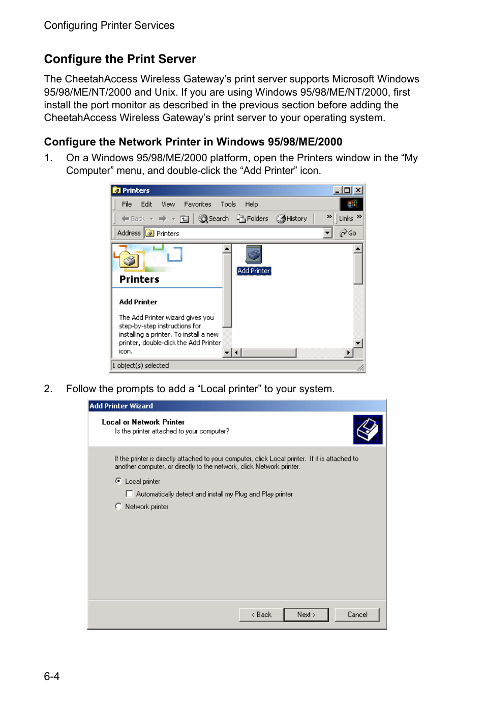 Configure the print server | Accton Technology CheetahAccess Wireless Gateway AC-IG2004W User Manual | Page 52 / 74