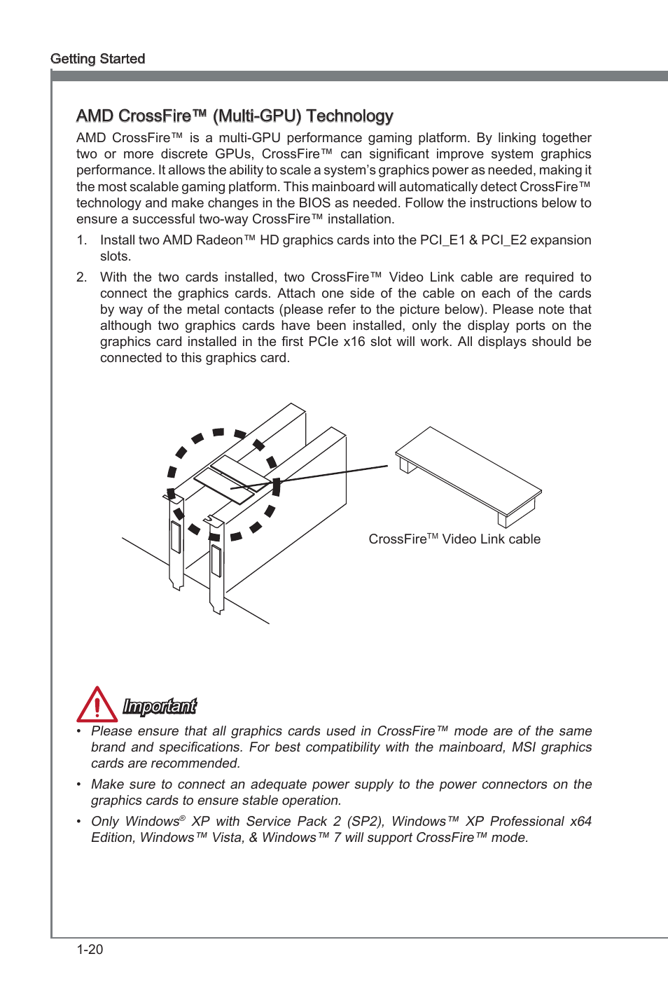 Amd crossfre™ (mult-gpu) technology, Important | MSI B75MA-G43 User Manual | Page 30 / 76