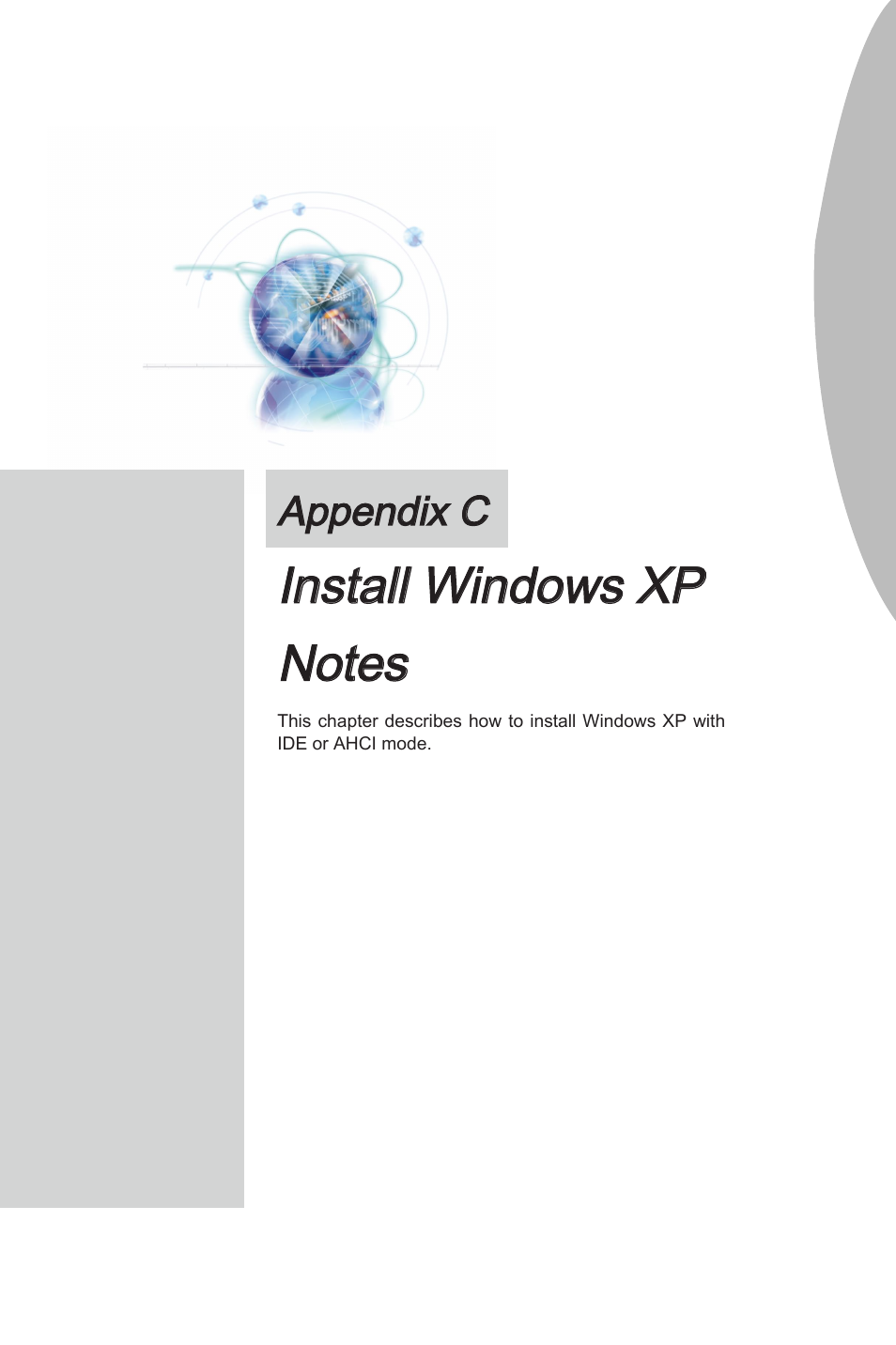 Appendix c, Install windows xp notes, Appendx c | MSI B75MA-G43 User Manual | Page 73 / 76