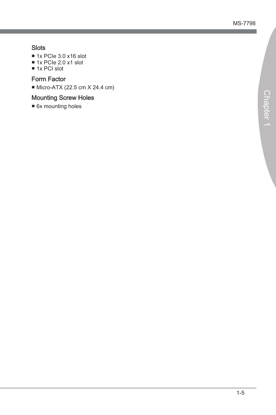 Chapter 1 | MSI CSM-B75MA-P45 User Manual | Page 15 / 68