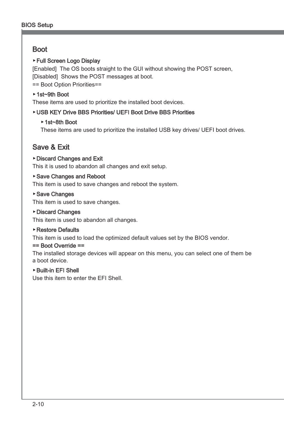Boot, Save & ext | MSI CSM-B75MA-P45 User Manual | Page 48 / 68